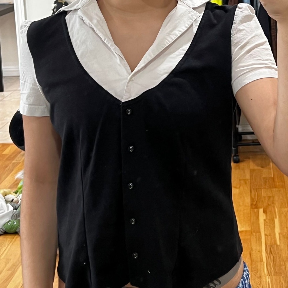 Black and white collared shirt